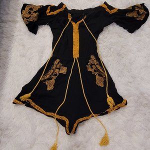 Off shoulder embroidery jumpsuit